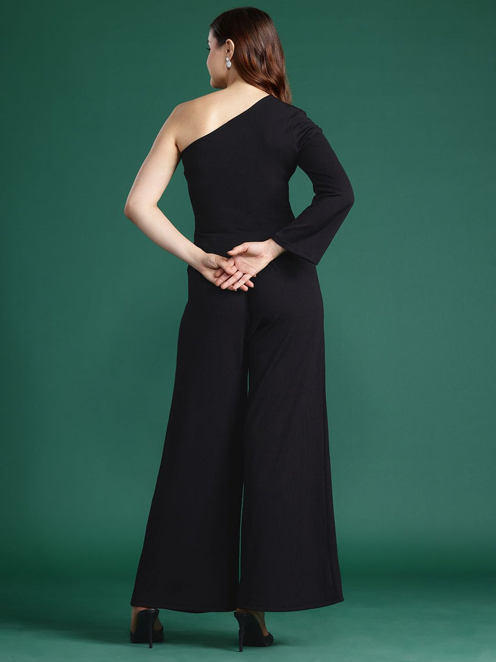 DressBerry Ribbed One-Shoulder Top with Trousers Co-ords