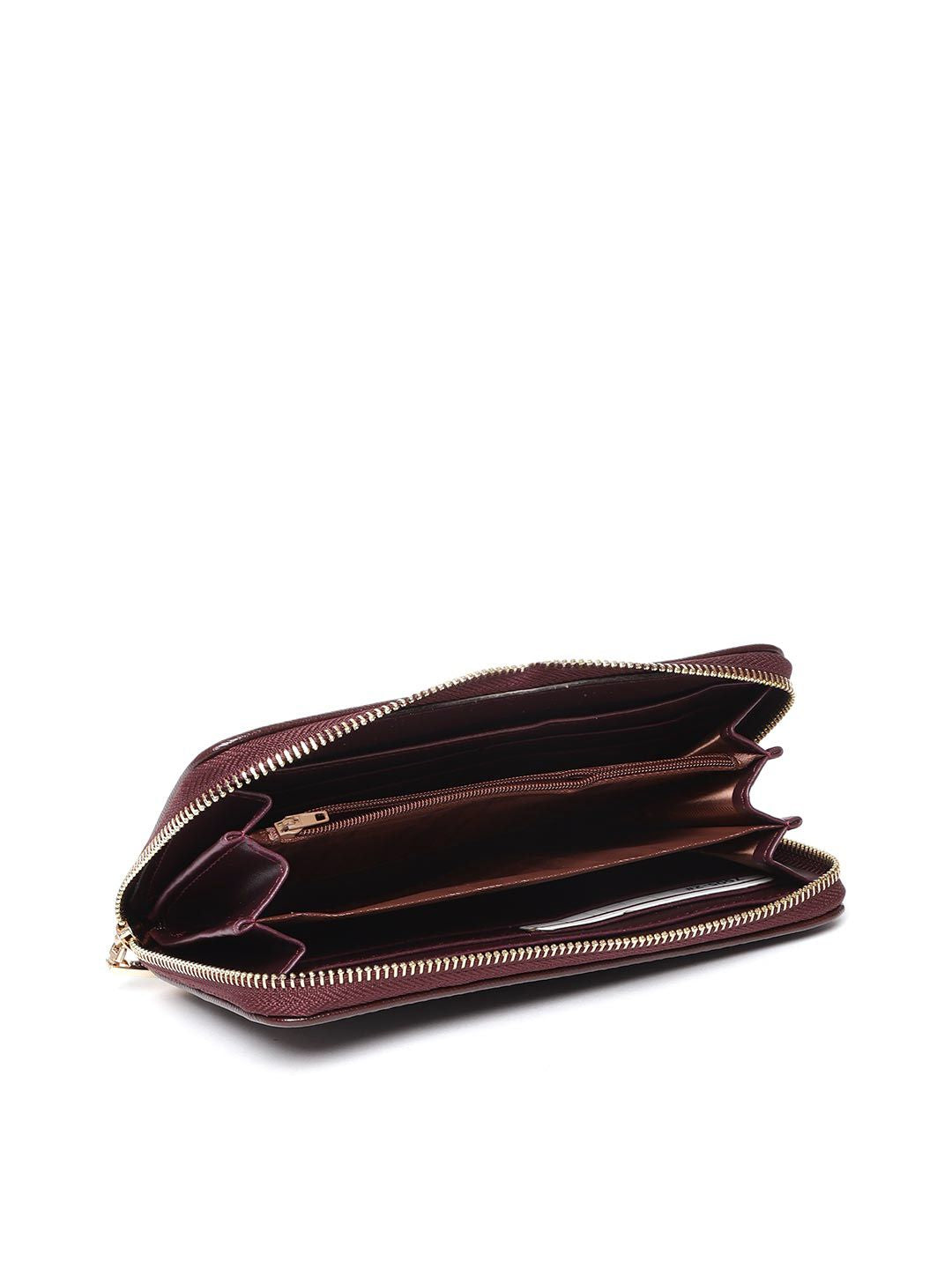 Lisa Haydon for Lino Perros Women Burgundy Solid Zip Around Wallet
