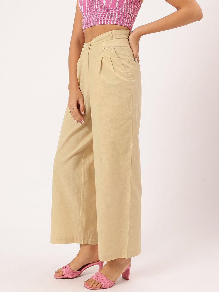 DressBerry Women Urban Elegance Asymmetric Waist Pleated Formal Trousers