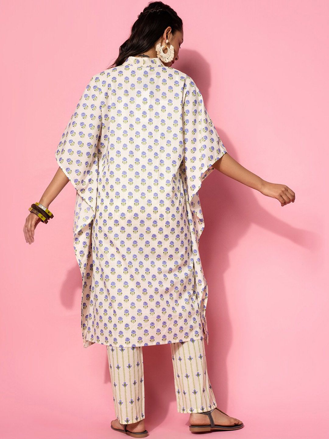 Libas Floral Printed V Neck Pure Cotton Kaftan Co-Ords