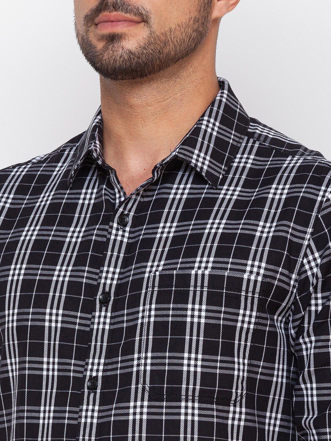 SPYKAR Men Black Slim Fit Tartan Checks Casual Shirt