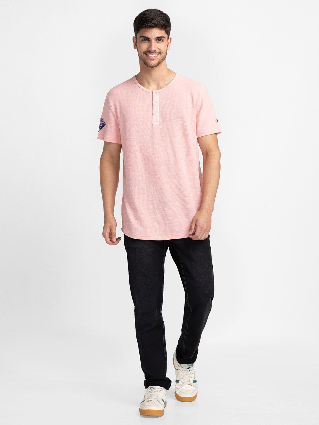 Being Human Henley Neck Cotton T-Shirt