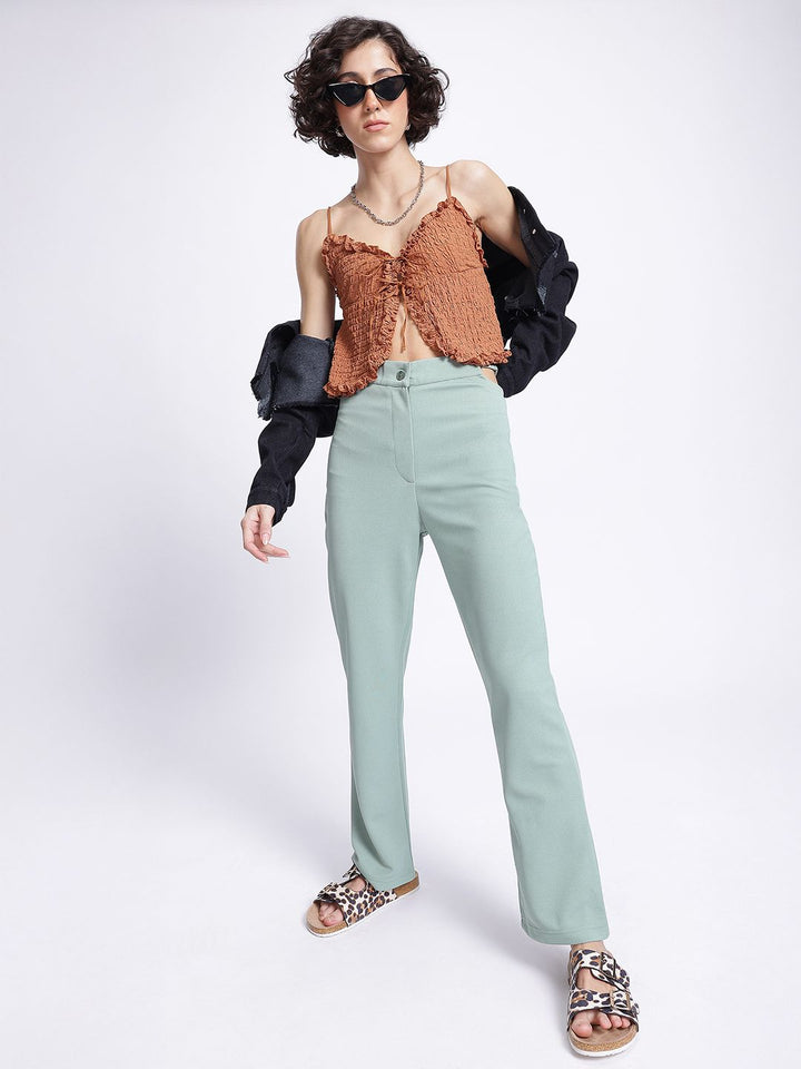 DressBerry Women Street Savvy Textured Cut-Out Detail Trousers