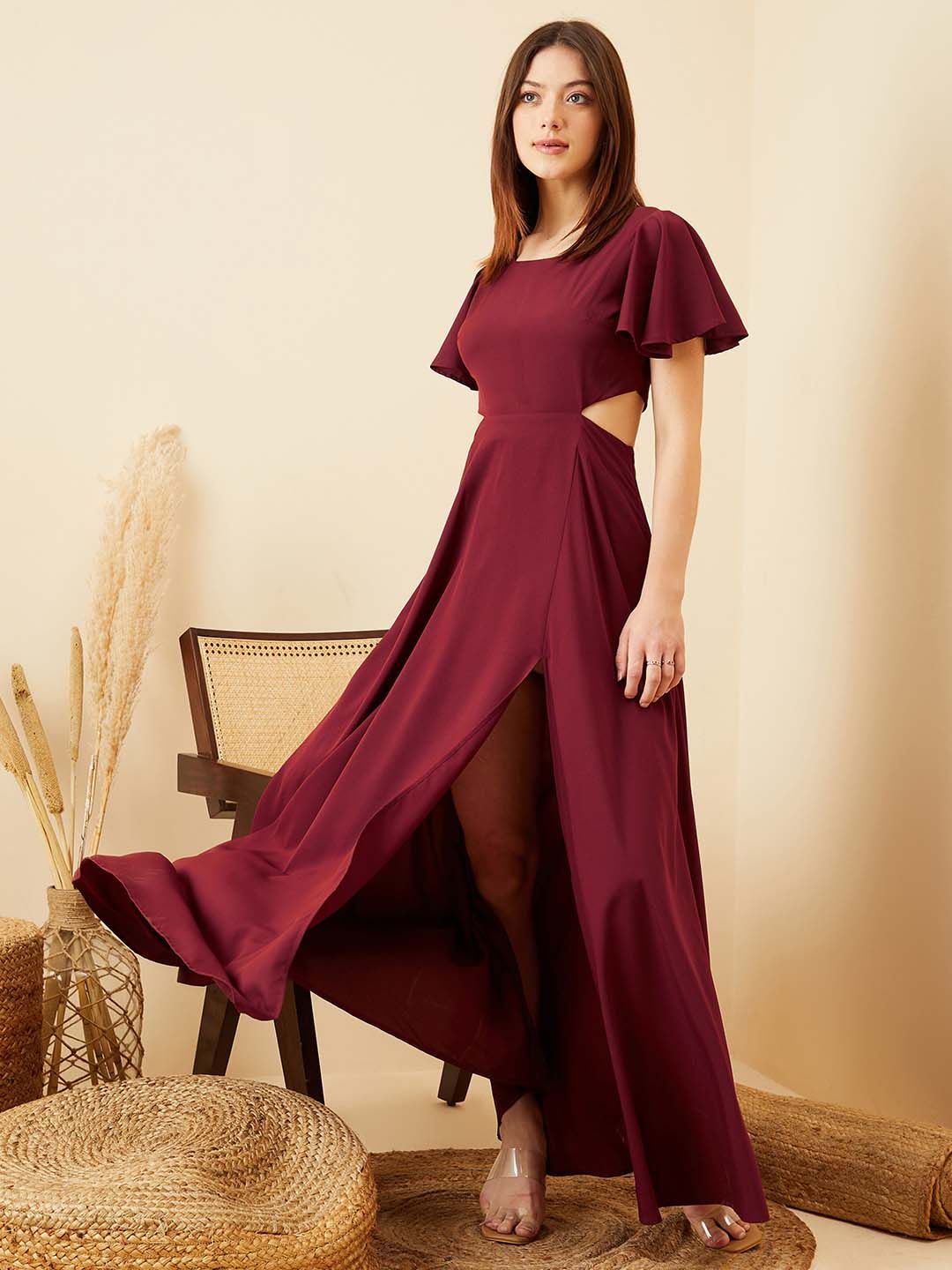 Berrylush Flutter Sleeve Maxi Dress