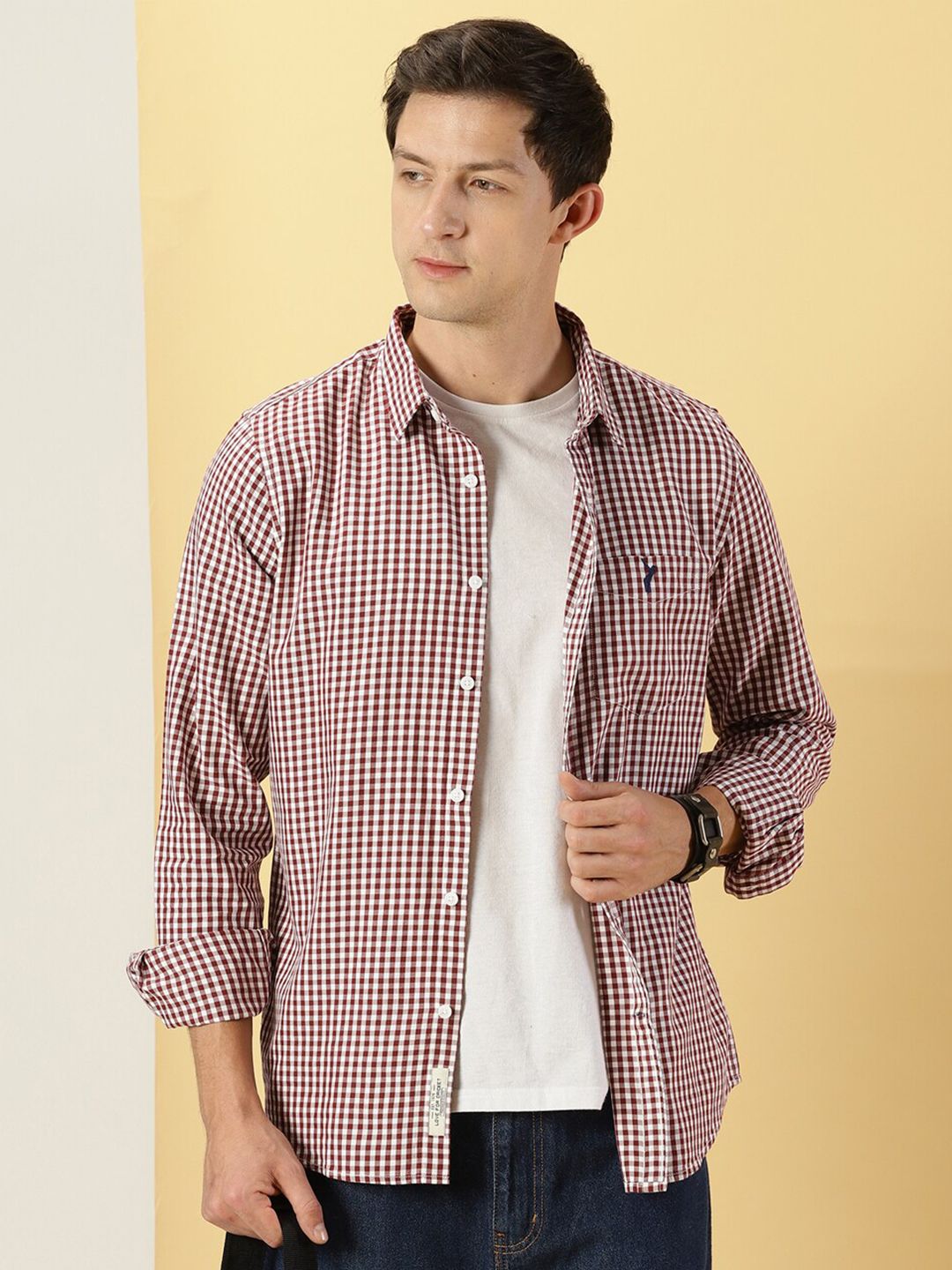 Thomas Scott Classic Slim Fit Gingham Checked Pure Cotton Casual Shirt