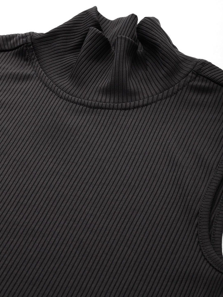 DressBerry Ribbed High Neck Top