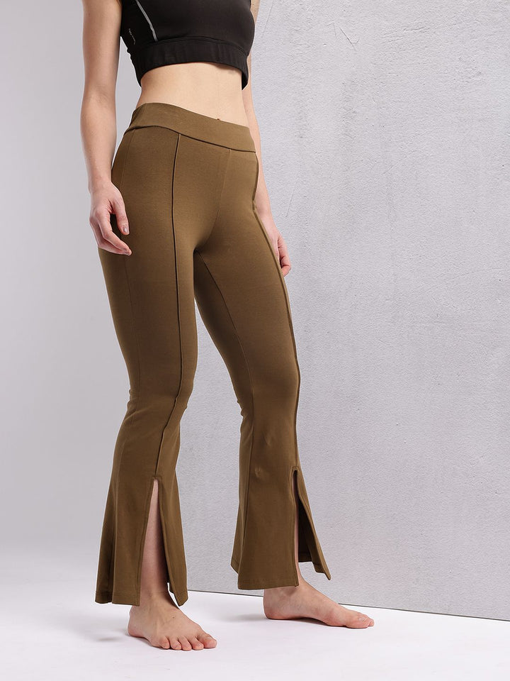HRX by Hrithik Roshan Women Slit Hem Paneled Flared Yoga Track Pants