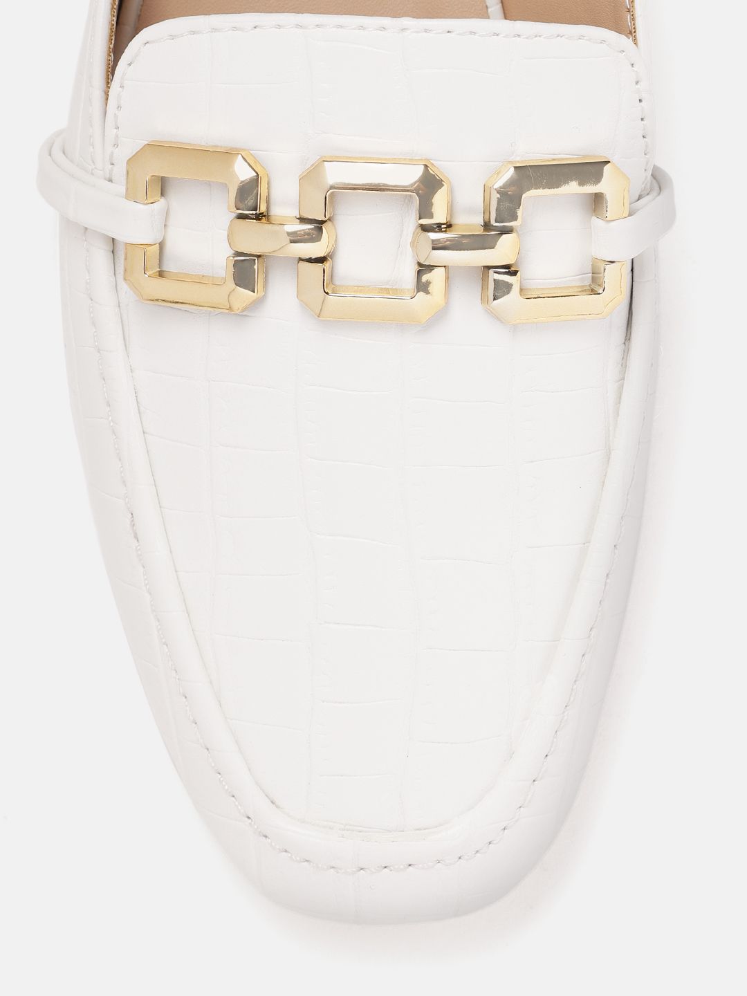 Lino Perros Women Croc Textured Mules With Metallic Deatil