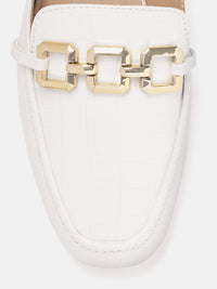 Lino Perros Women Croc Textured Mules With Metallic Deatil