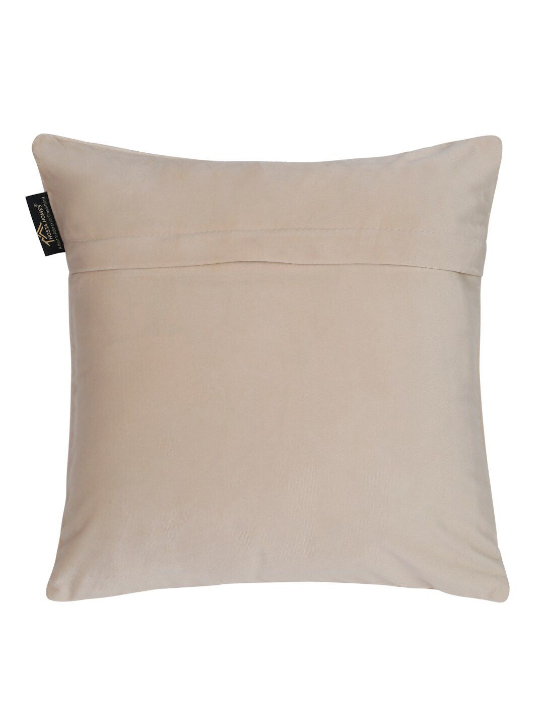 HOSTA HOMES Beige & Gold-Toned 5 Pcs Floral Velvet Square Cushion Covers