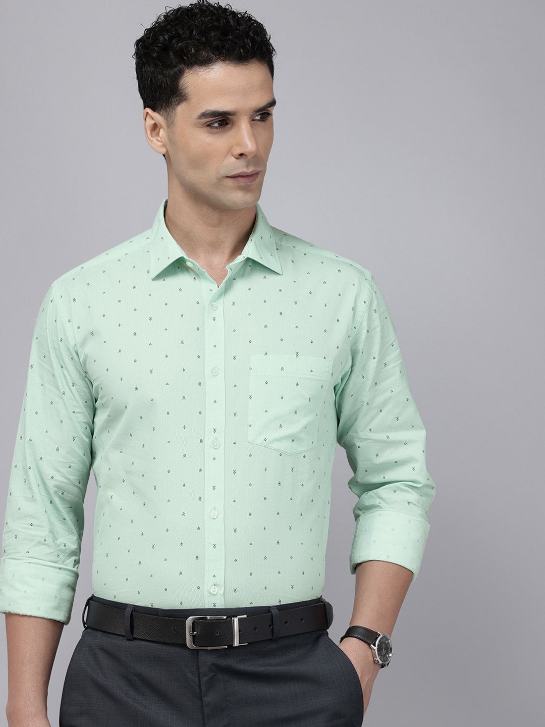 Park Avenue Slim Fit Printed Pure Cotton Formal Shirt
