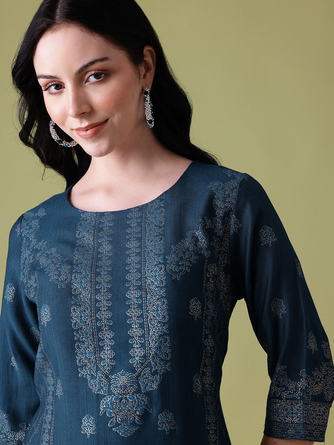 Anouk Ethnic Motifs Printed Calf-Length Straight Kurta