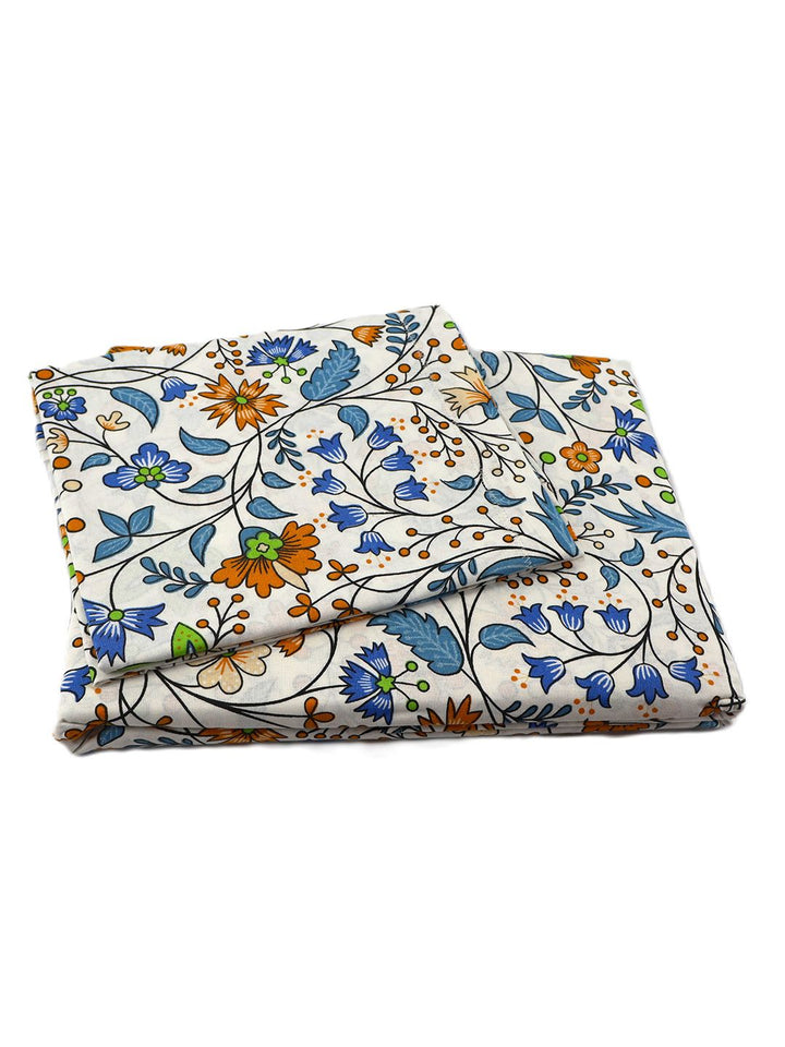 BOMBAY DYEING Cardinal Brown Floral Printed Cotton 120 TC Queen Bedsheet Set 2.54 x 2.24 m