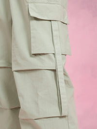 DressBerry Women Pleated Side Strap Flared Cargos