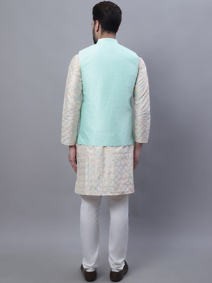 SOJANYA Embroidered Thread Work Kurta and churidar with Nehru Jacket