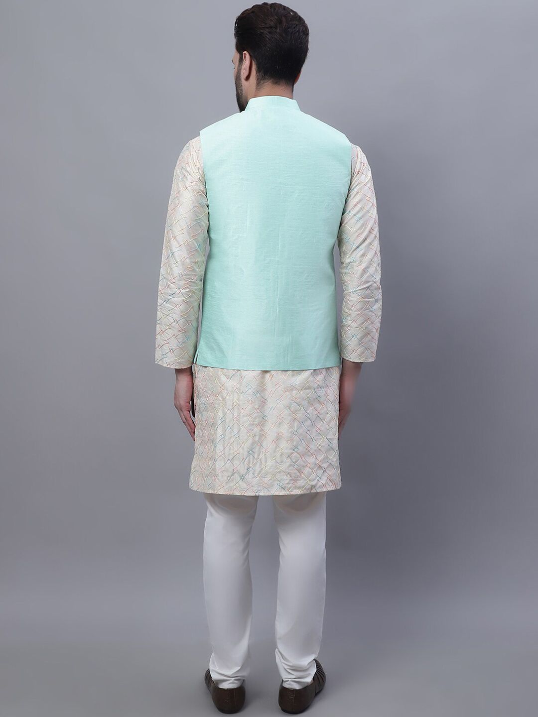 SOJANYA Embroidered Thread Work Kurta and churidar with Nehru Jacket