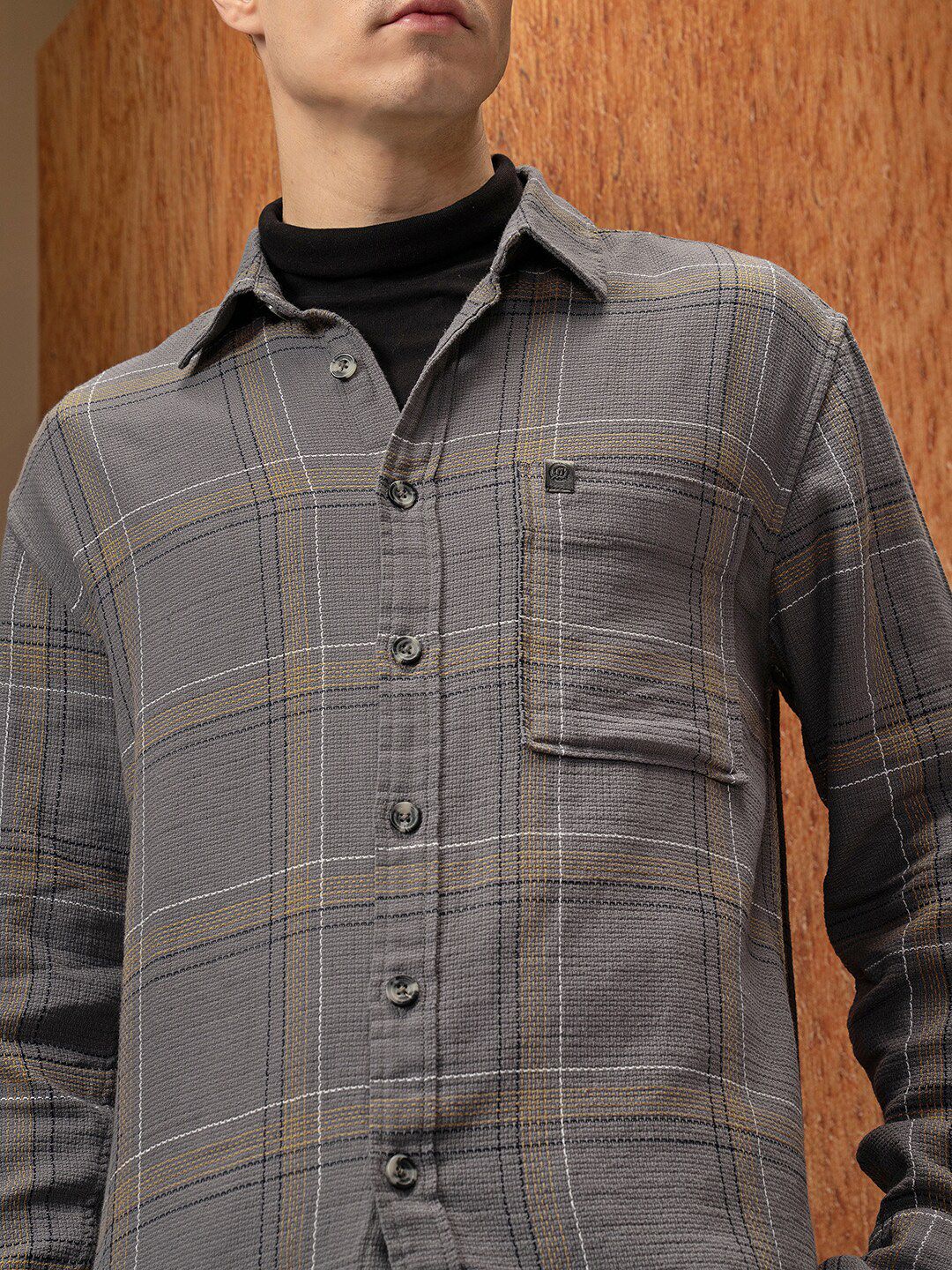 LOCOMOTIVE Premium Dobby Textured Checked Overshirt