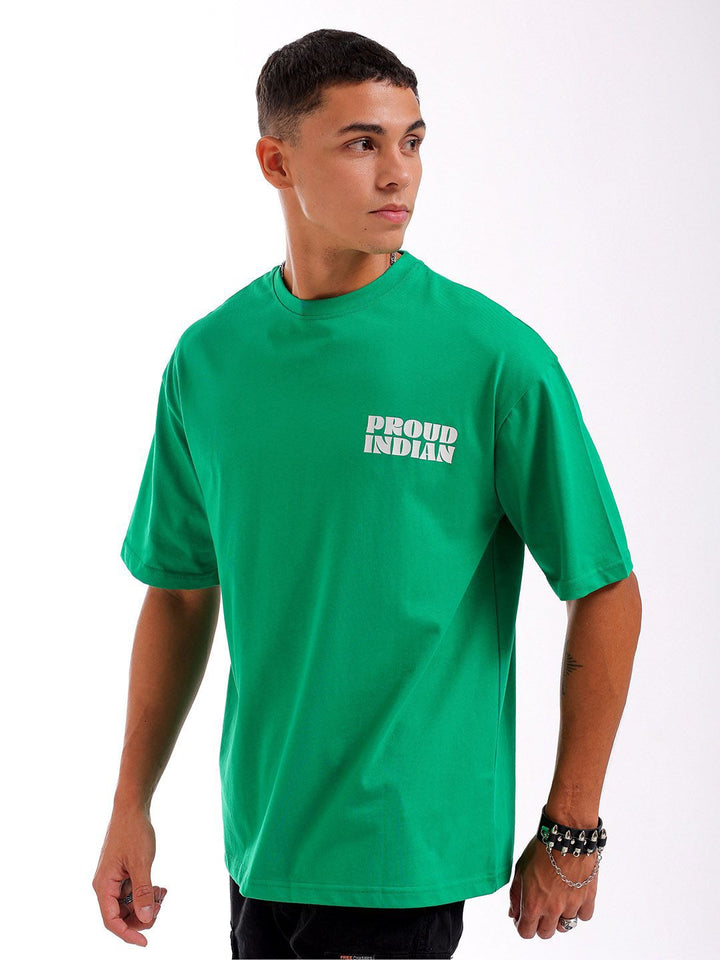 The Indian Garage Co Pure Cotton Back Printed Boxy Oversized Round Neck T-shirt