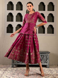 W Maroon & Gold-Toned Ethnic Motifs Ethnic Maxi Maxi Dress