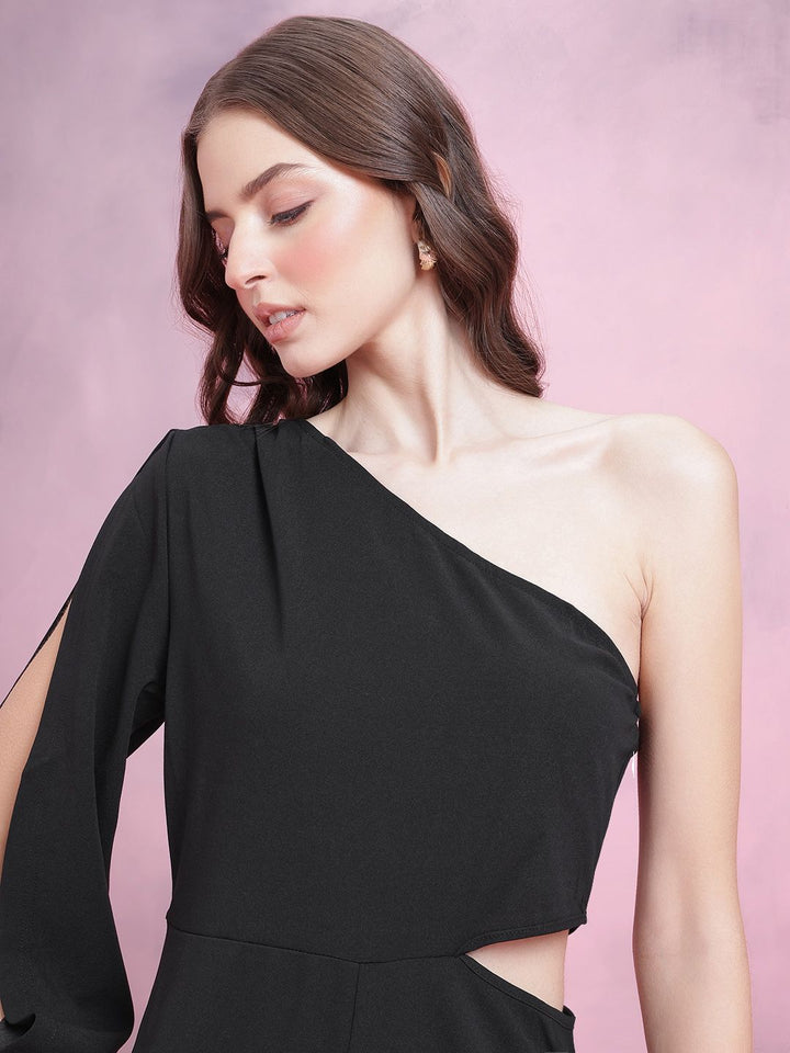 DressBerry One Shoulder Cut-Out Detail Jumpsuit