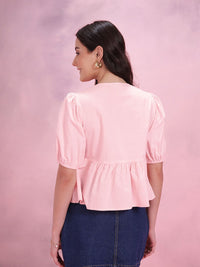 DressBerry Bow Tie-Ups Cotton Peplum Top
