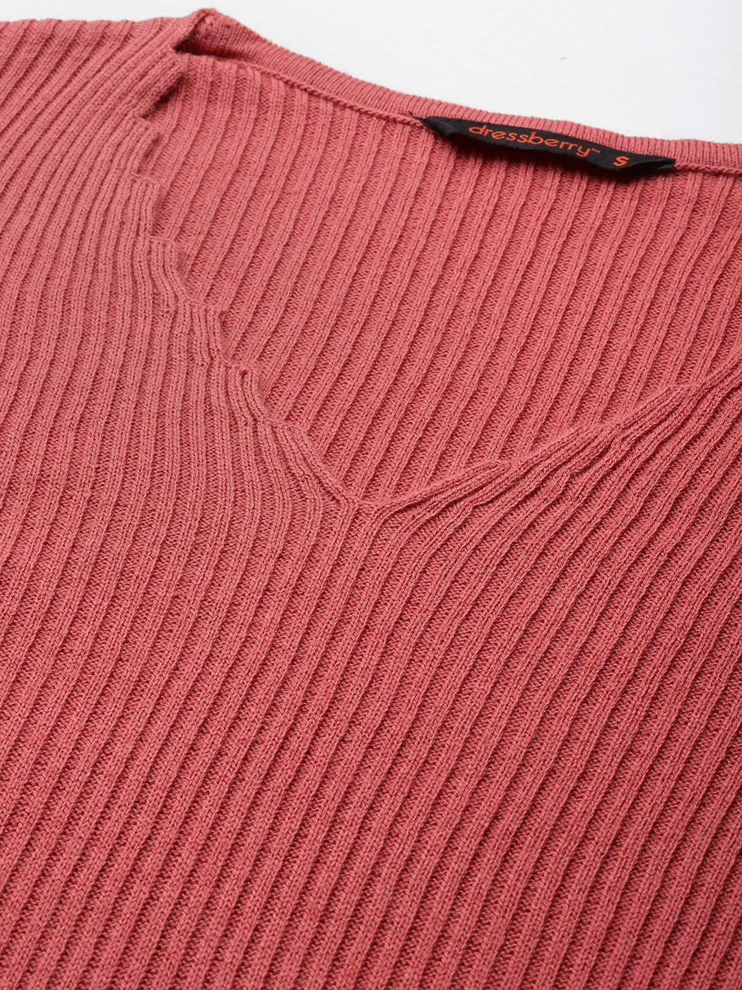 DressBerry V-Neck Ribbed Acrylic Pullover