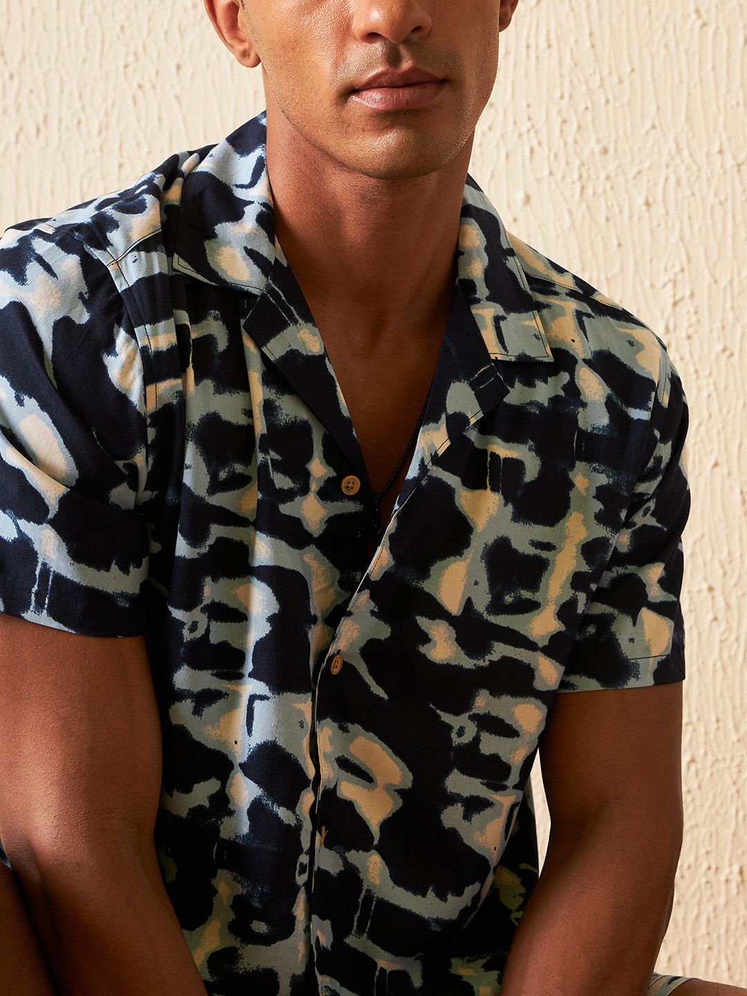 Dennison Printed Cuban Collar Comfort Fit Shirt With Shorts Co-ords