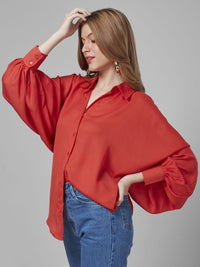 Style Quotient Women Solid Poly Crepe Oversized Casual Shirt