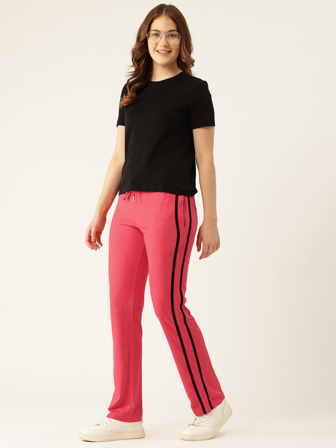 Monte Carlo Women Mid-Rise Regular Fit Track Pants with Side Stripes