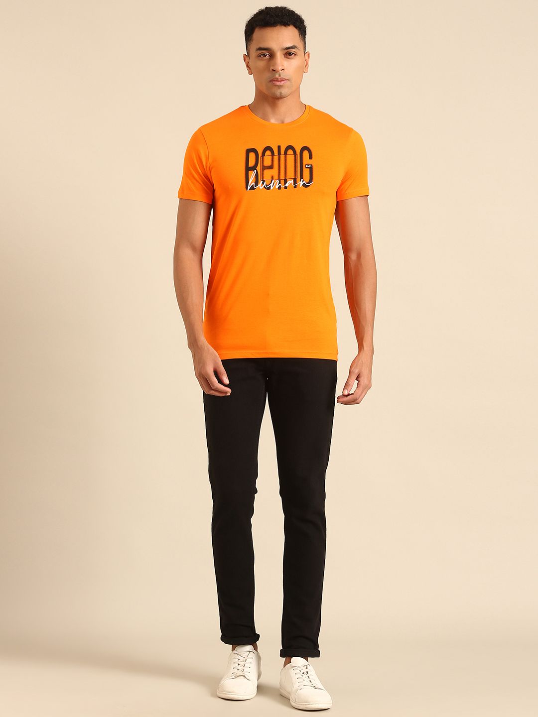 Being Human Typography Printed Pure Cotton T-shirt