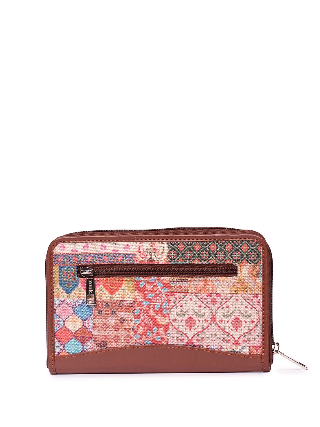 ZOUK Women Kutch Gamthi Classic Ethnic motifs Printed Fabric Zip Around Wallet