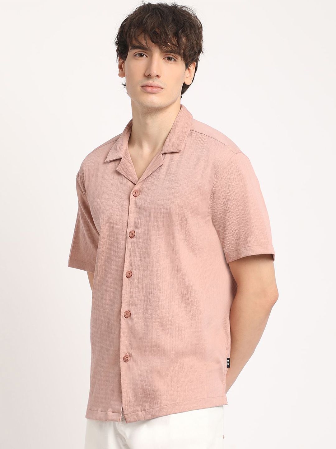 THE BEAR HOUSE Men Self Designed Regular Fit Casual Shirt