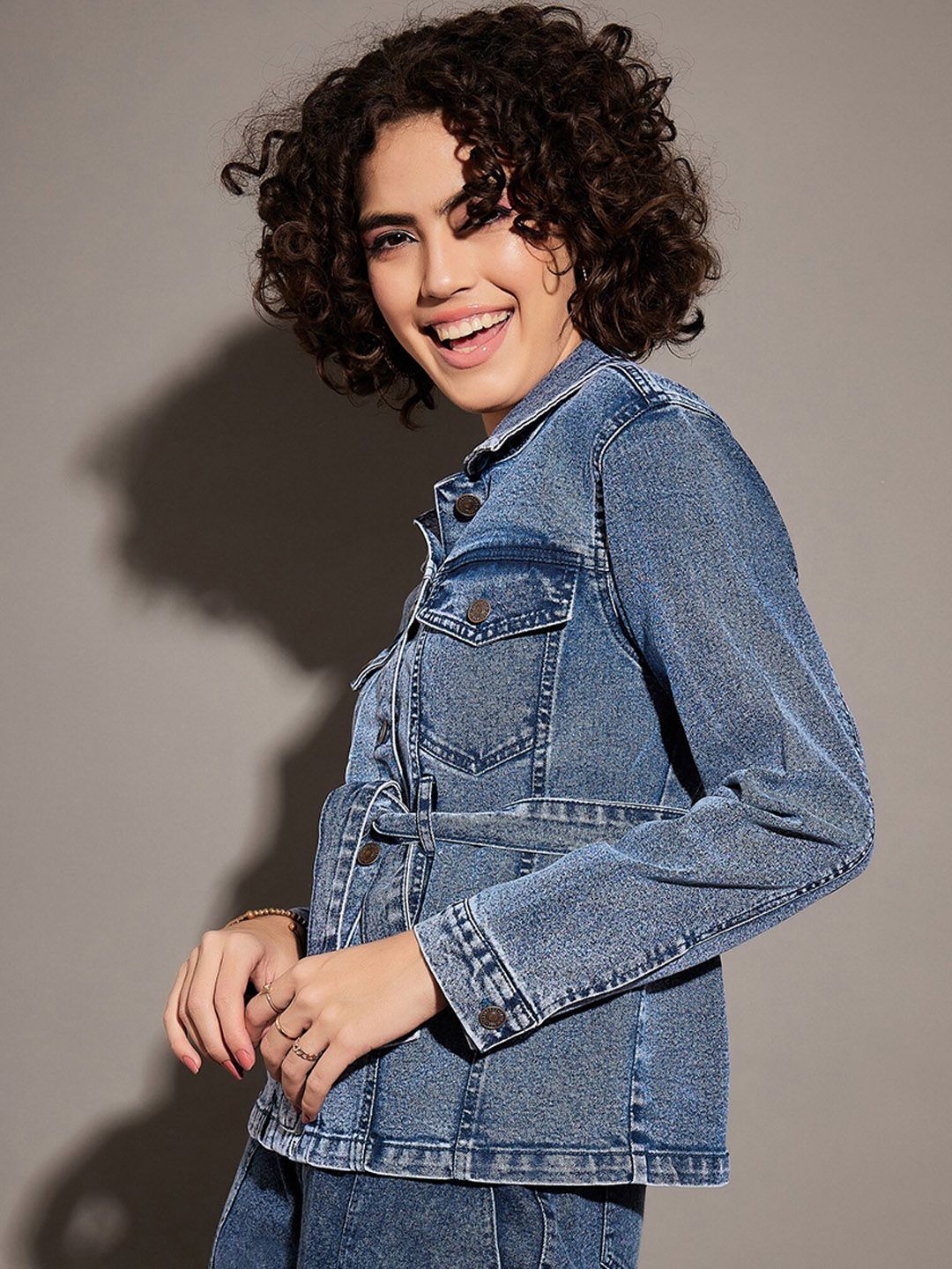 SASSAFRAS Blue Spread Collar Denim Jacket