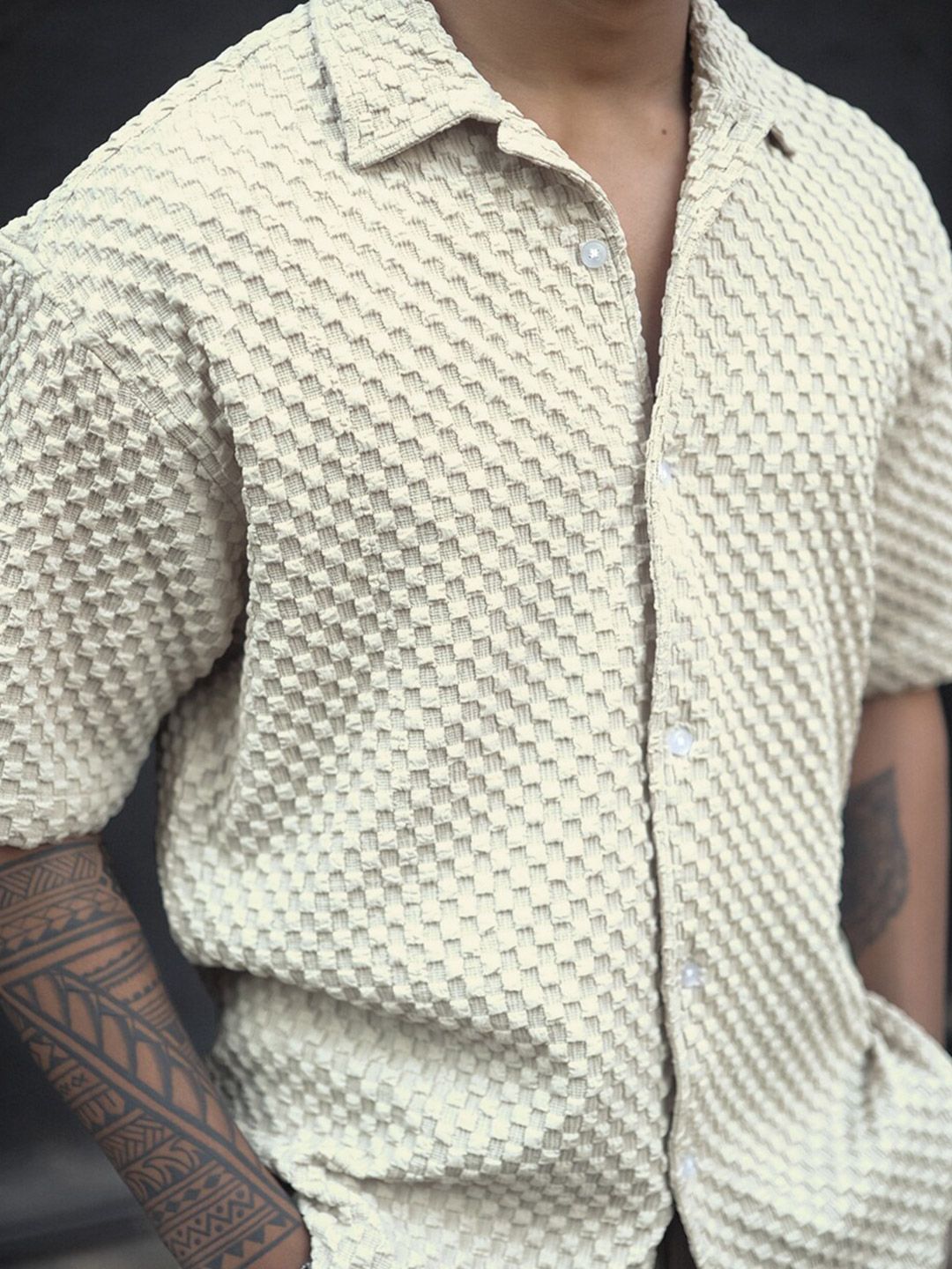 Powerlook India Slim Textured Oversized Casual Shirt