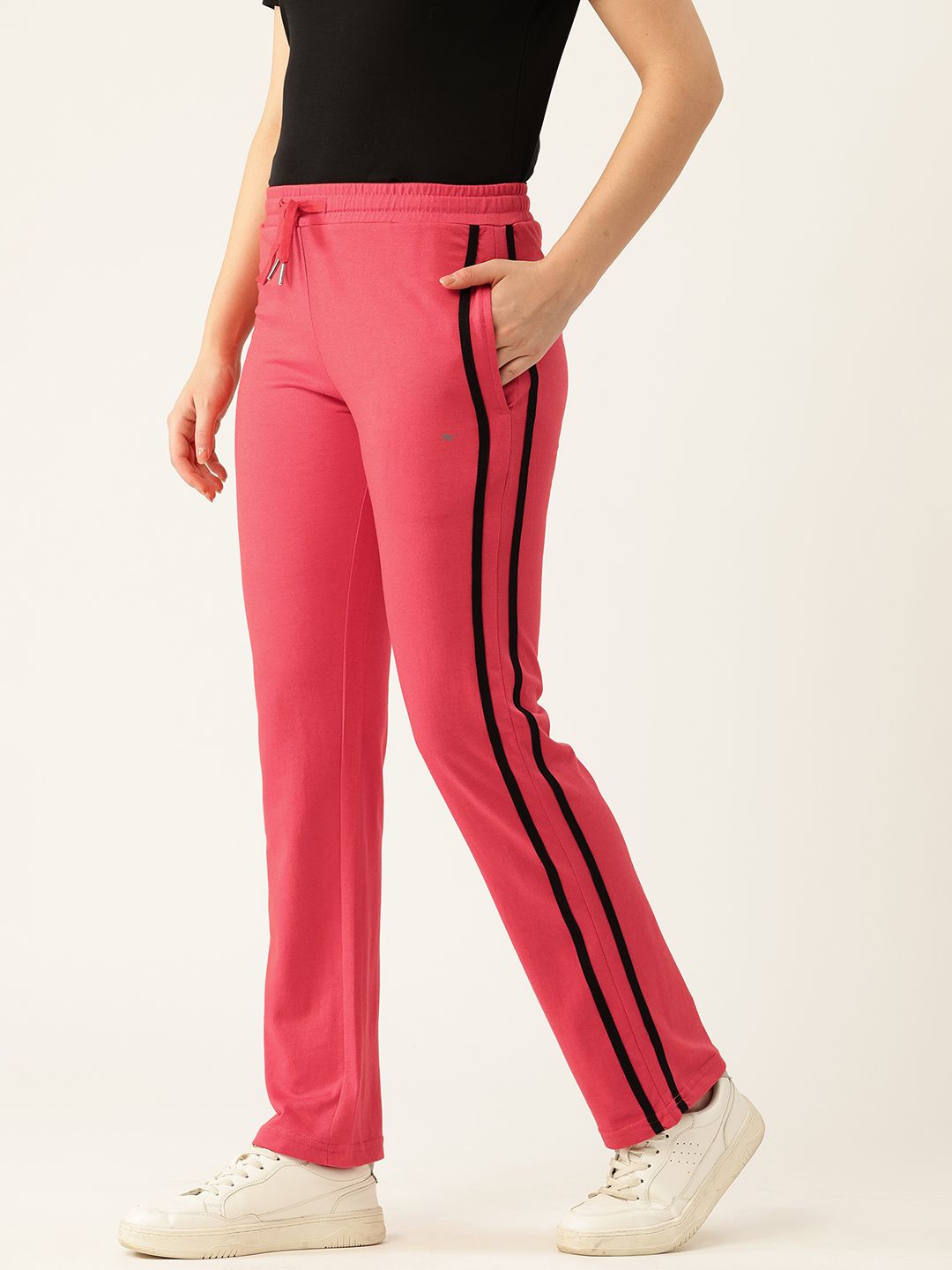 Monte Carlo Women Mid-Rise Regular Fit Track Pants with Side Stripes
