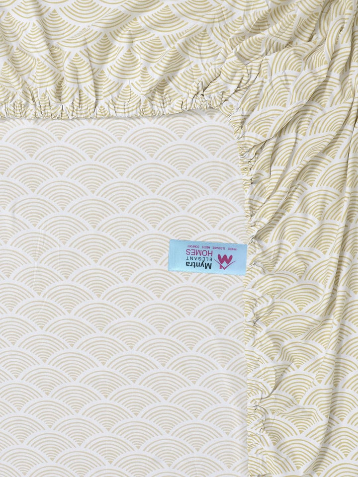 Myntra Elegant Homes Beige Geometric 300 TC King Bedsheet with 2 Pillow Covers