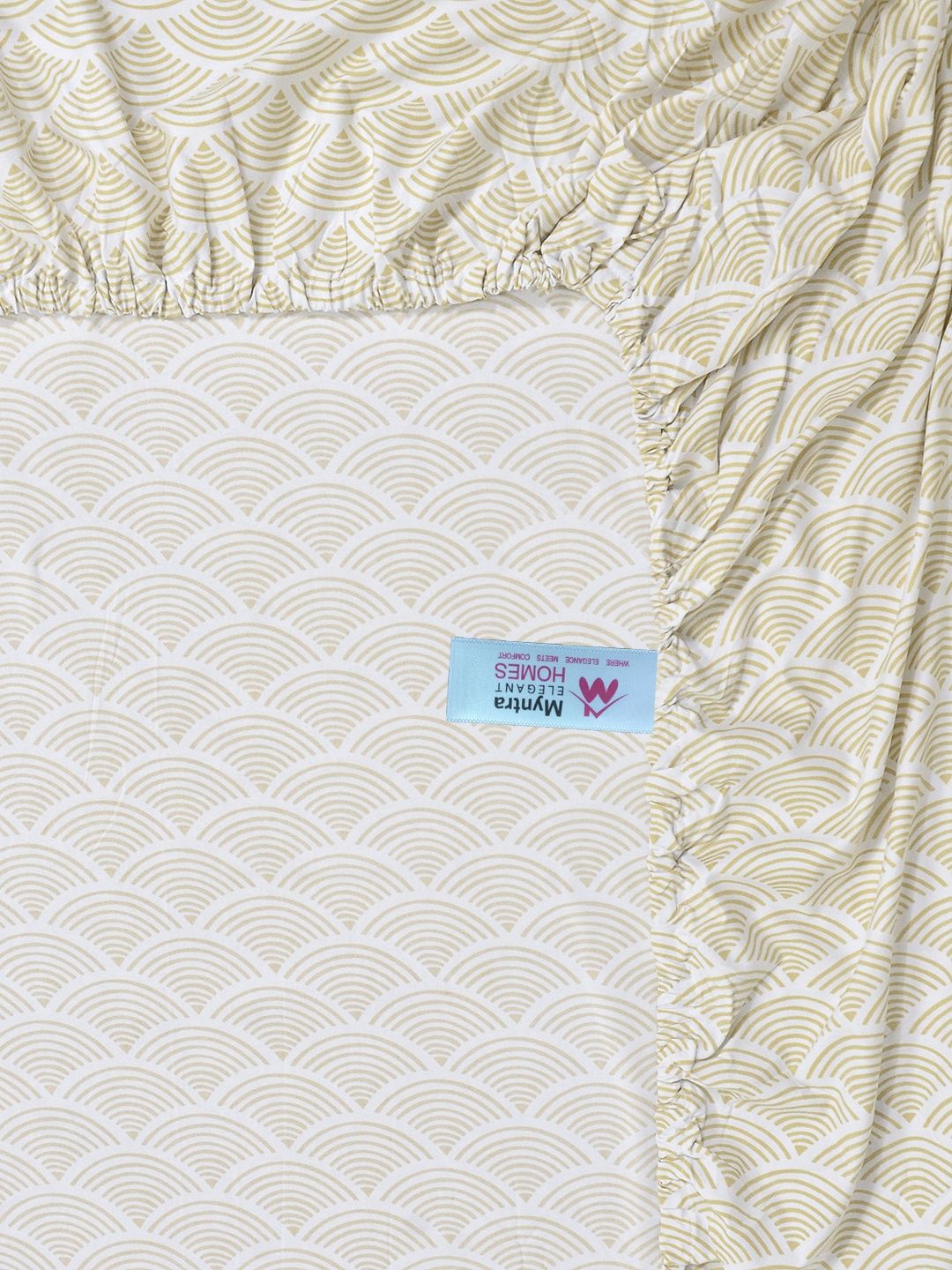 Myntra Elegant Homes Beige Geometric 300 TC King Bedsheet with 2 Pillow Covers