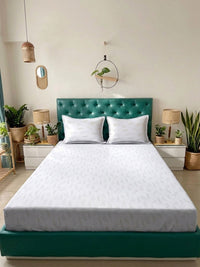 Myntra Elegant Homes White Floral 400 TC Bedsheet with 2 Pillow Covers