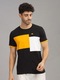 ADRO Colourblocked Regular Fit Cotton T-shirt
