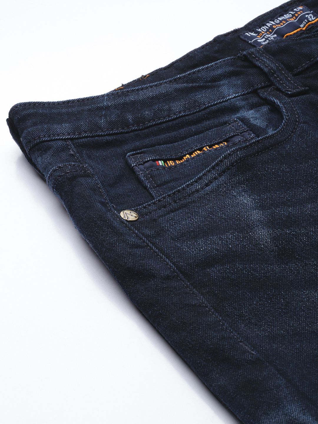 The Indian Garage Co Men Slim Straight Fit Light Fade Stretchable Jeans