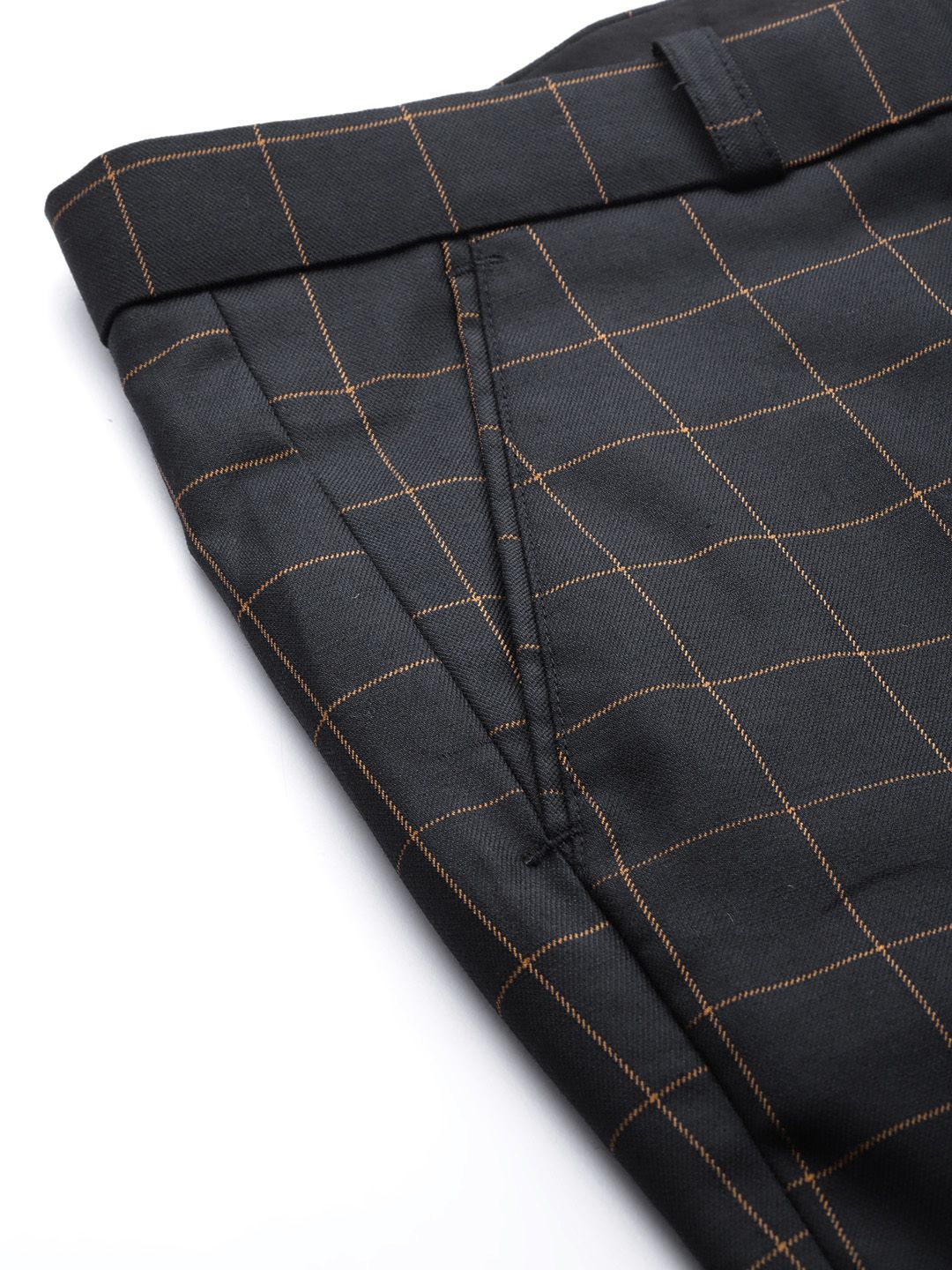 DENNISON Men Black Checked Smart Tapered Fit Trousers