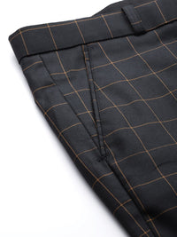 DENNISON Men Black Checked Smart Tapered Fit Trousers