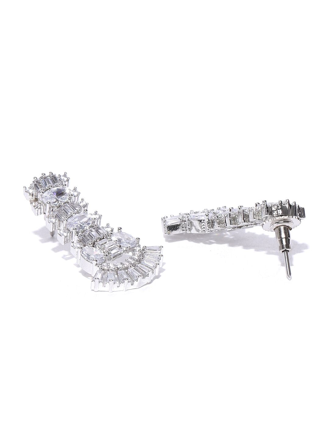 Priyaasi Silver-Plated American Diamond Studded Jewellery Set