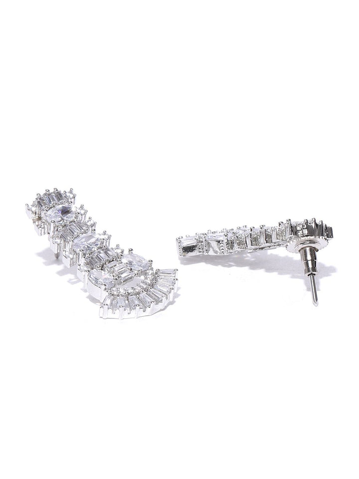 Priyaasi Silver-Plated American Diamond Studded Jewellery Set