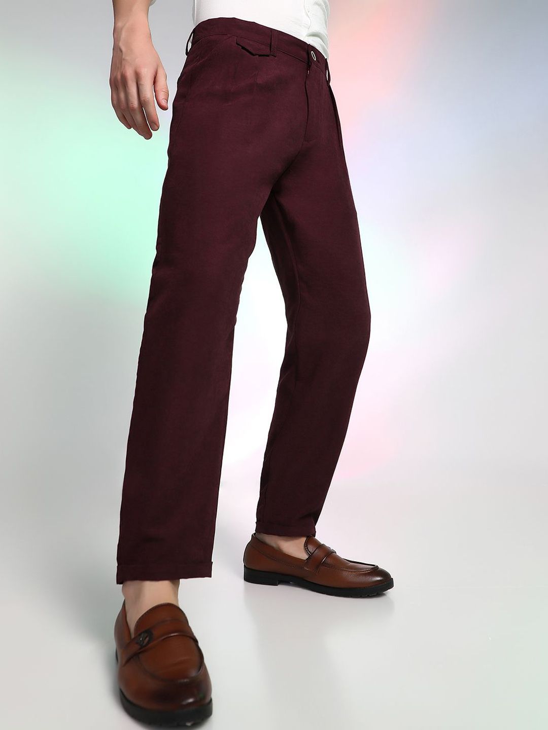 Campus Sutra Men Comfort Mid-Rise Relaxed Fit Trousers