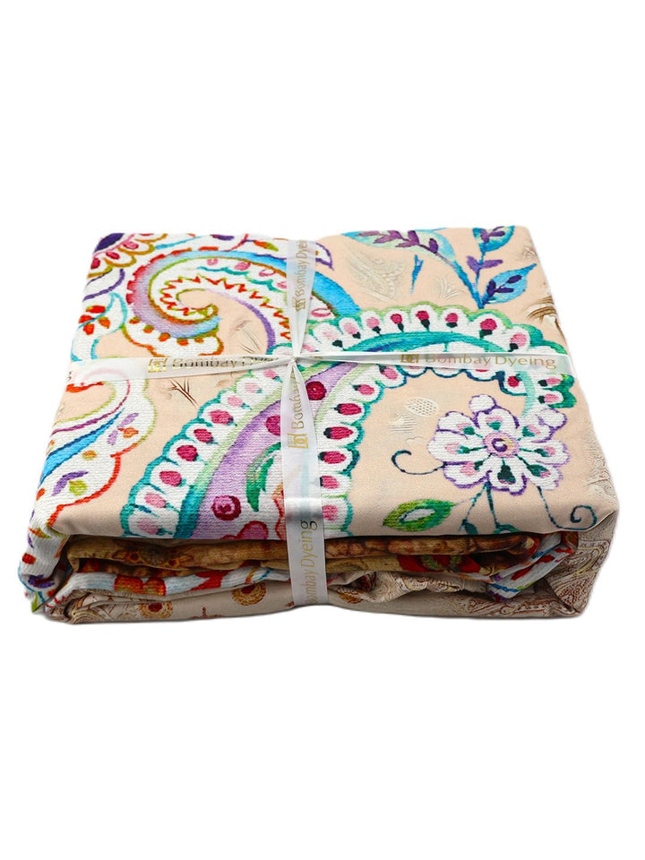 BOMBAY DYEING Ethnicity Beige Ethnic Printed Cotton 300 TC King Bedsheet Set 2.74 x 2.74 m