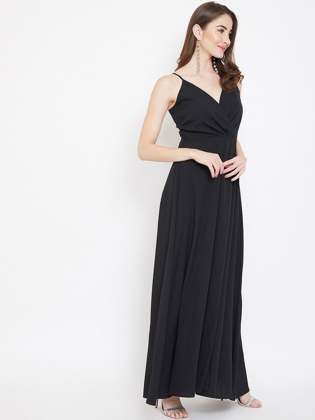 Berrylush Women Black Solid Maxi Dress