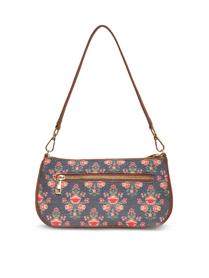 ZOUK Floral Printed Structured Baguette Bag Handbags