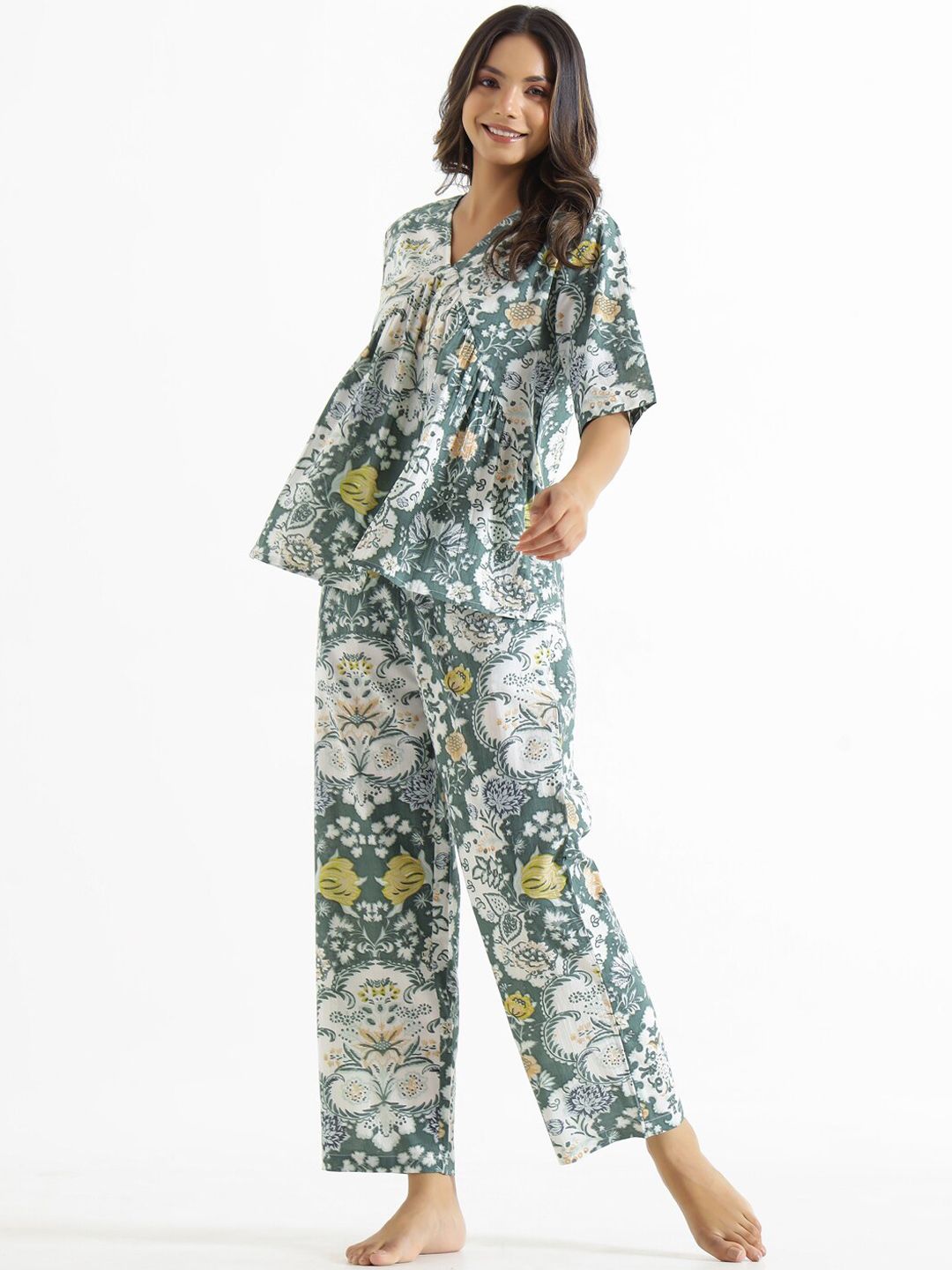 SANSKRUTIHOMES Printed Pure Cotton Night Suit