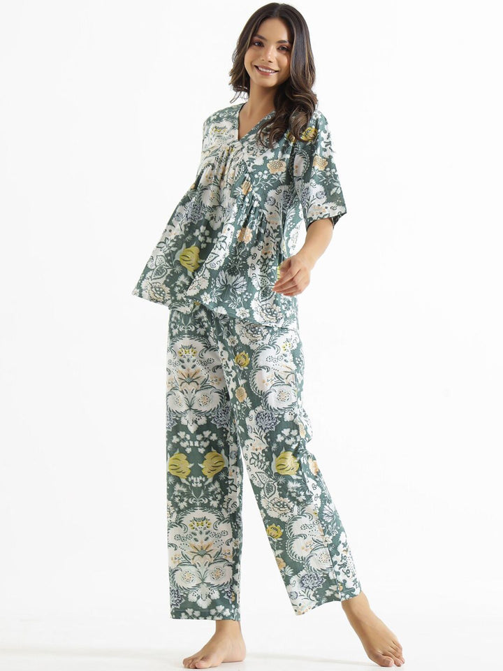 SANSKRUTIHOMES Printed Pure Cotton Night Suit